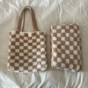 Free People Checkered Tote and Scarf